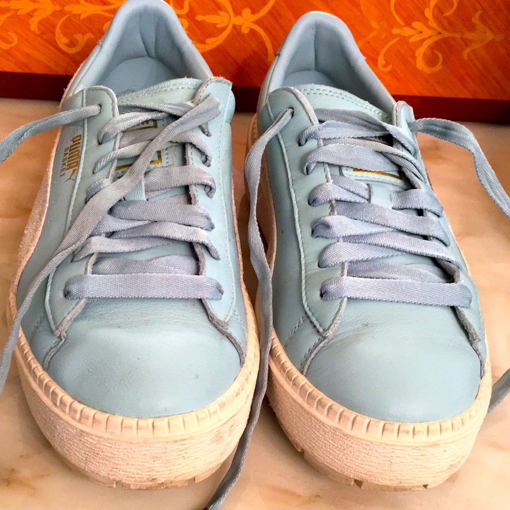 Puma Basket platform blue lace up Sneakers sz.8.5 - Picture 8 of 14